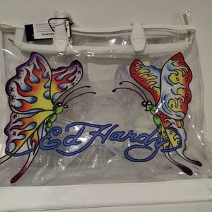 Ed Hardy Clear Butterfly Tote Bag - Multicolor